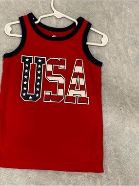 Sporto Red USA Tank Top with Navy Trim